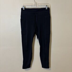 Athleta Rainier Cargo Tight Leggings MP Dark Blue Drawstring